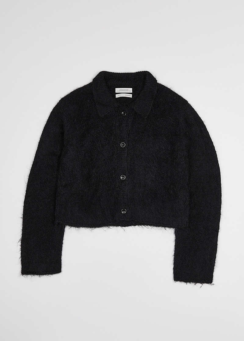 Hairy knit cardigan (Black)