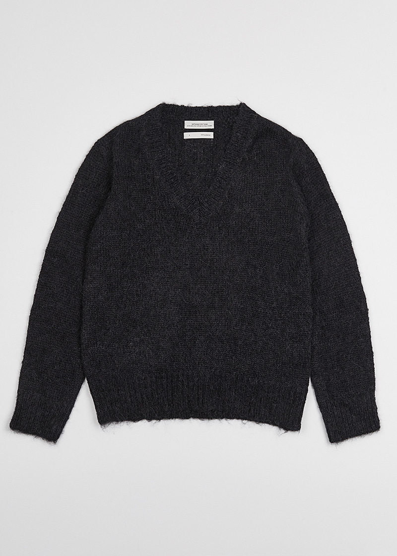 Kidmohair v-neck sweater (Faded black)