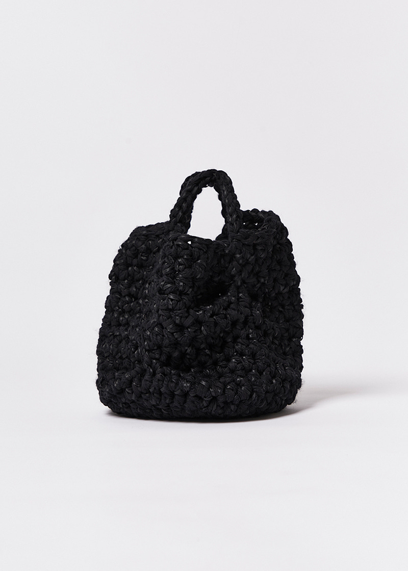 Mixed texture tote bag (Black)