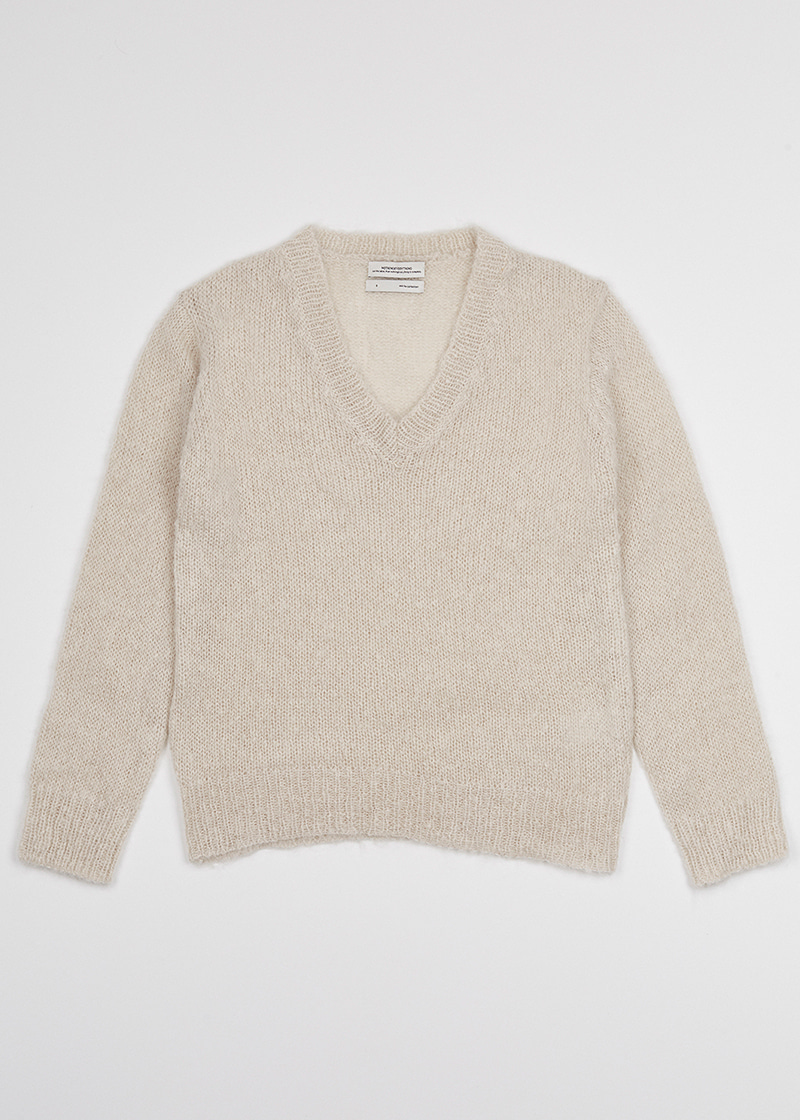 Kidmohair v-neck sweater (Ivory)