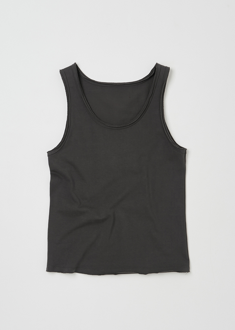 (REORDER) RAW DETAIL SLEEVELESS TOP IN CHARCOAL