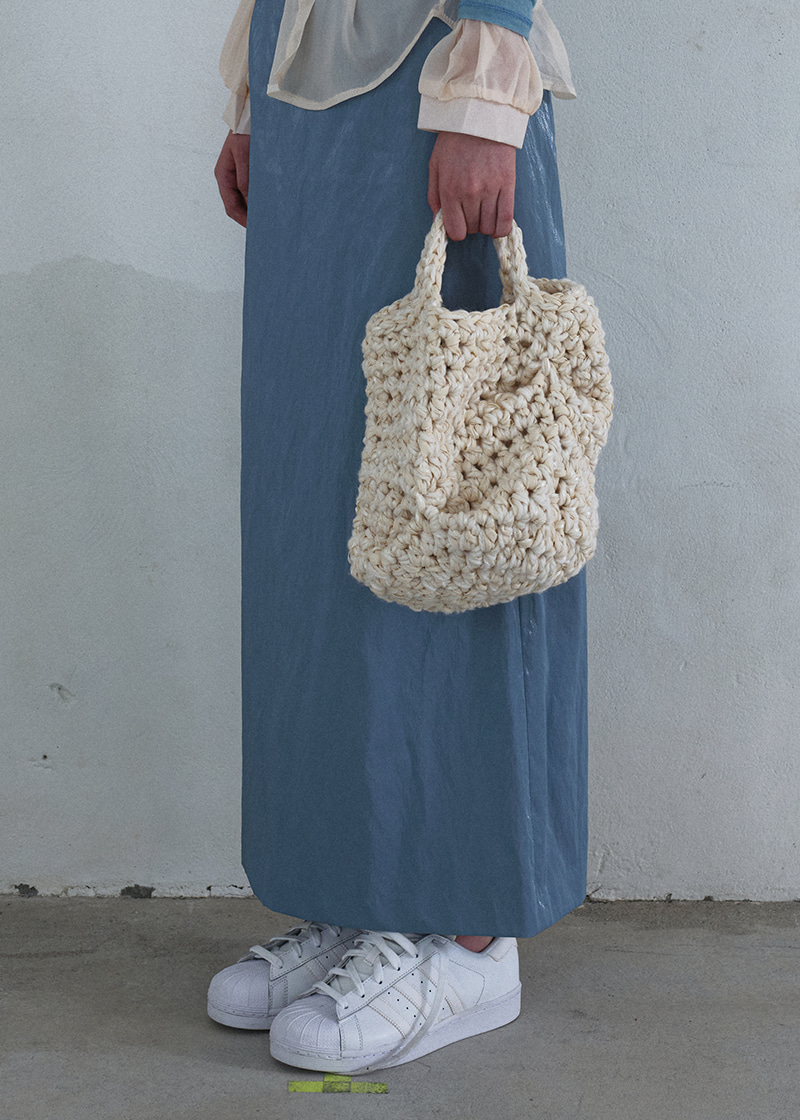 Mixed texture tote bag (Ivory)